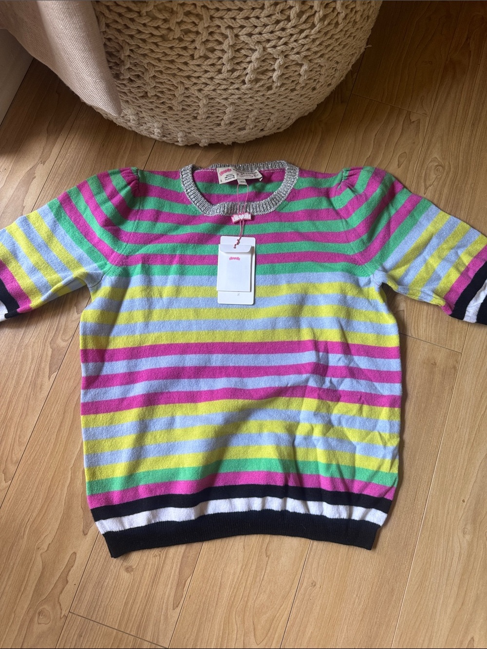 NWT MAISON COMMON Short sleeve multi colored striped pullover